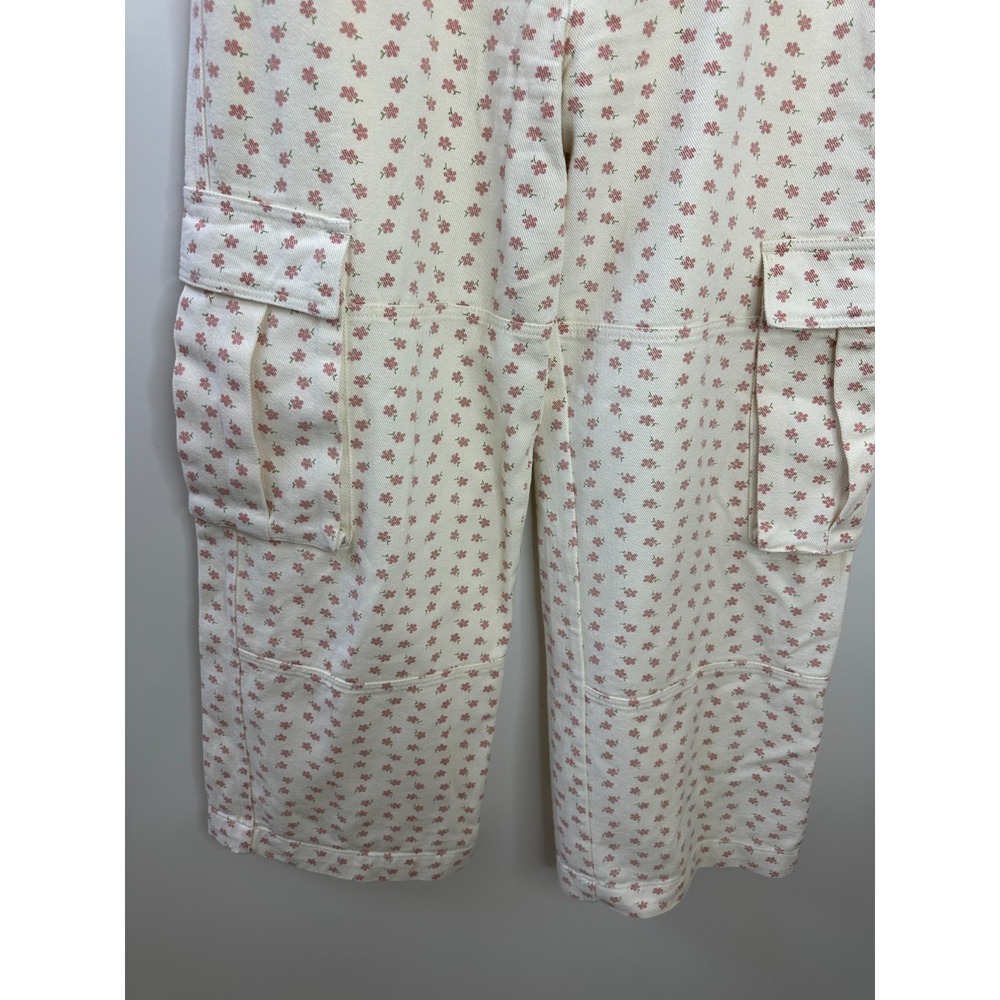 Altar'd State Ellis Floral Cargo Pants Cream Pink High Rise Wide Leg Size Medium - Picture 6 of 16
